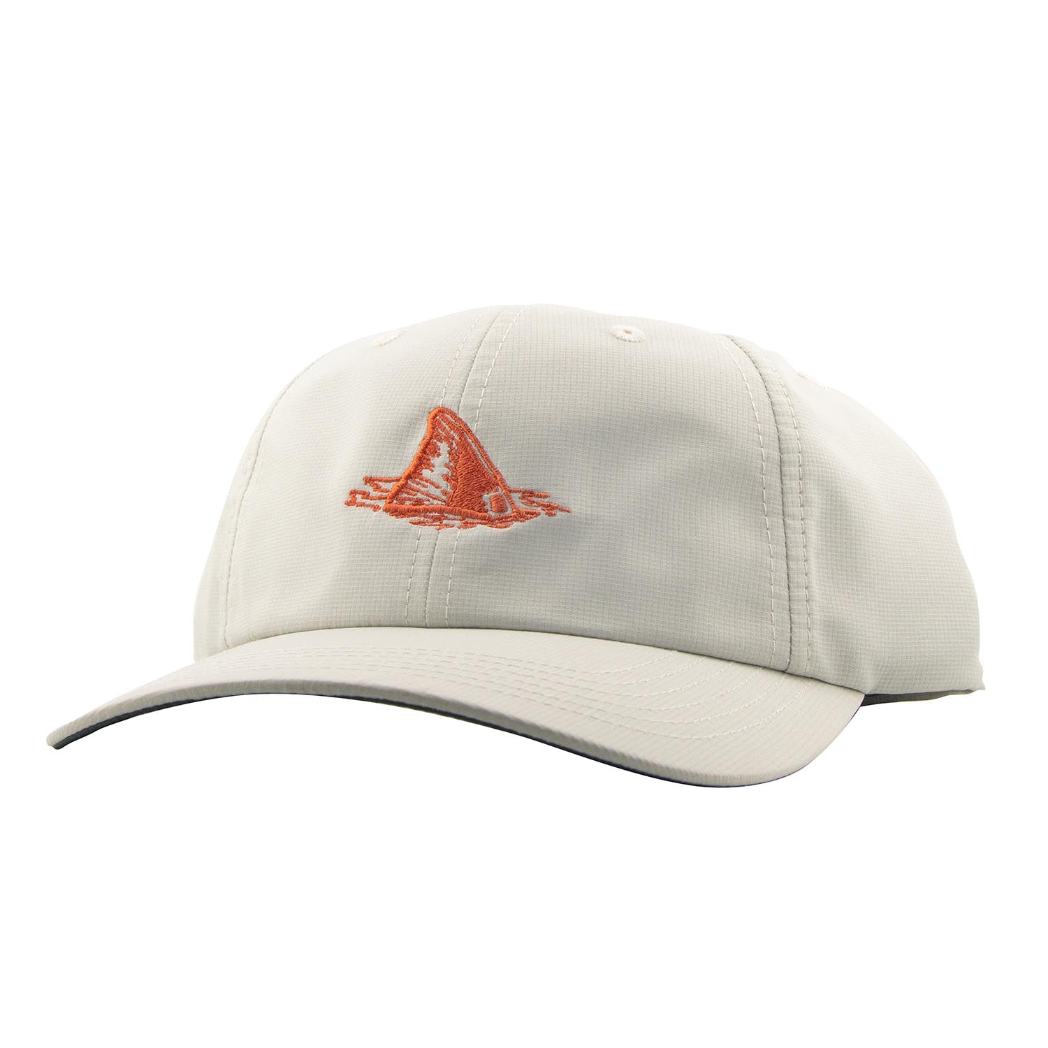 Stone tech cap with orange embroidered logo on front