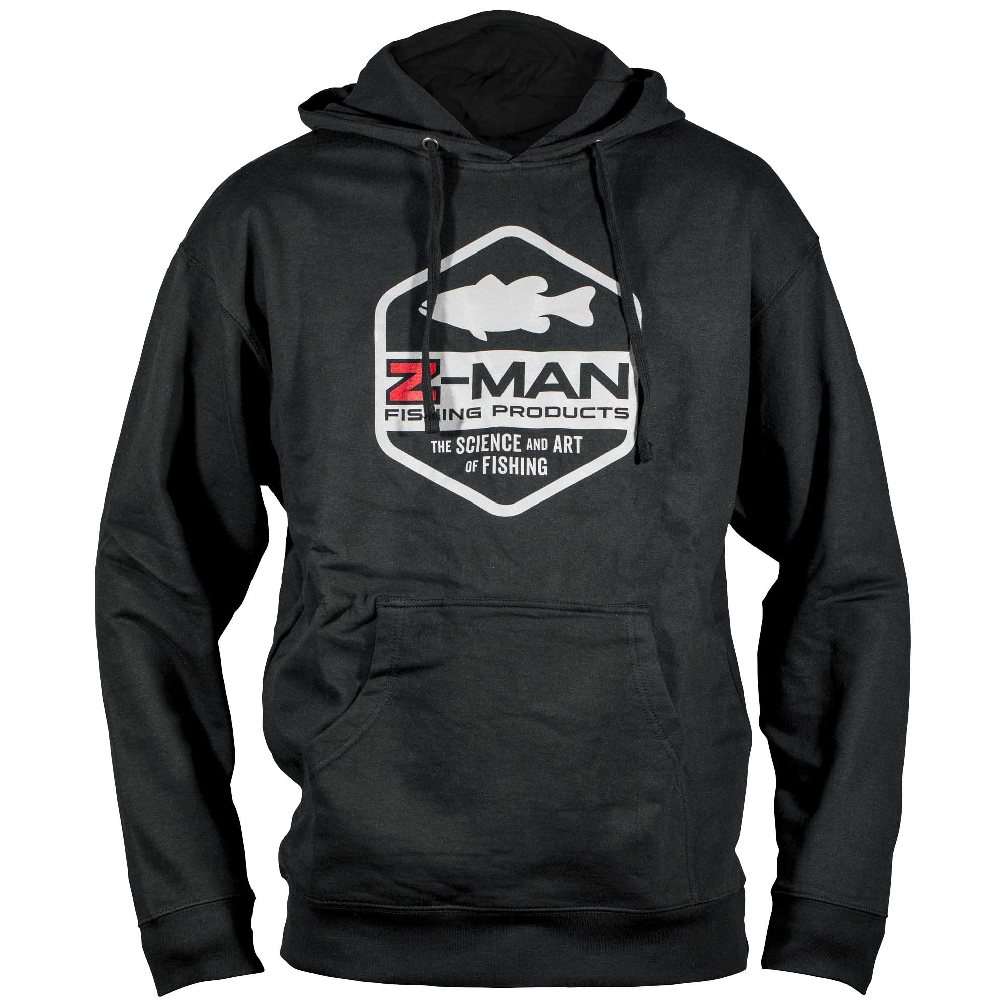 Navy Z-MAN logo hoodie with hood, drawstrings, and front pouch pocket