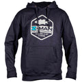 Navy Z-MAN logo hoodie featuring large chest emblem, hood with drawstrings, pouch pocket