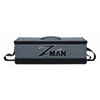 Gray rectangular bag with top handle, side straps, and ZMAN logo print