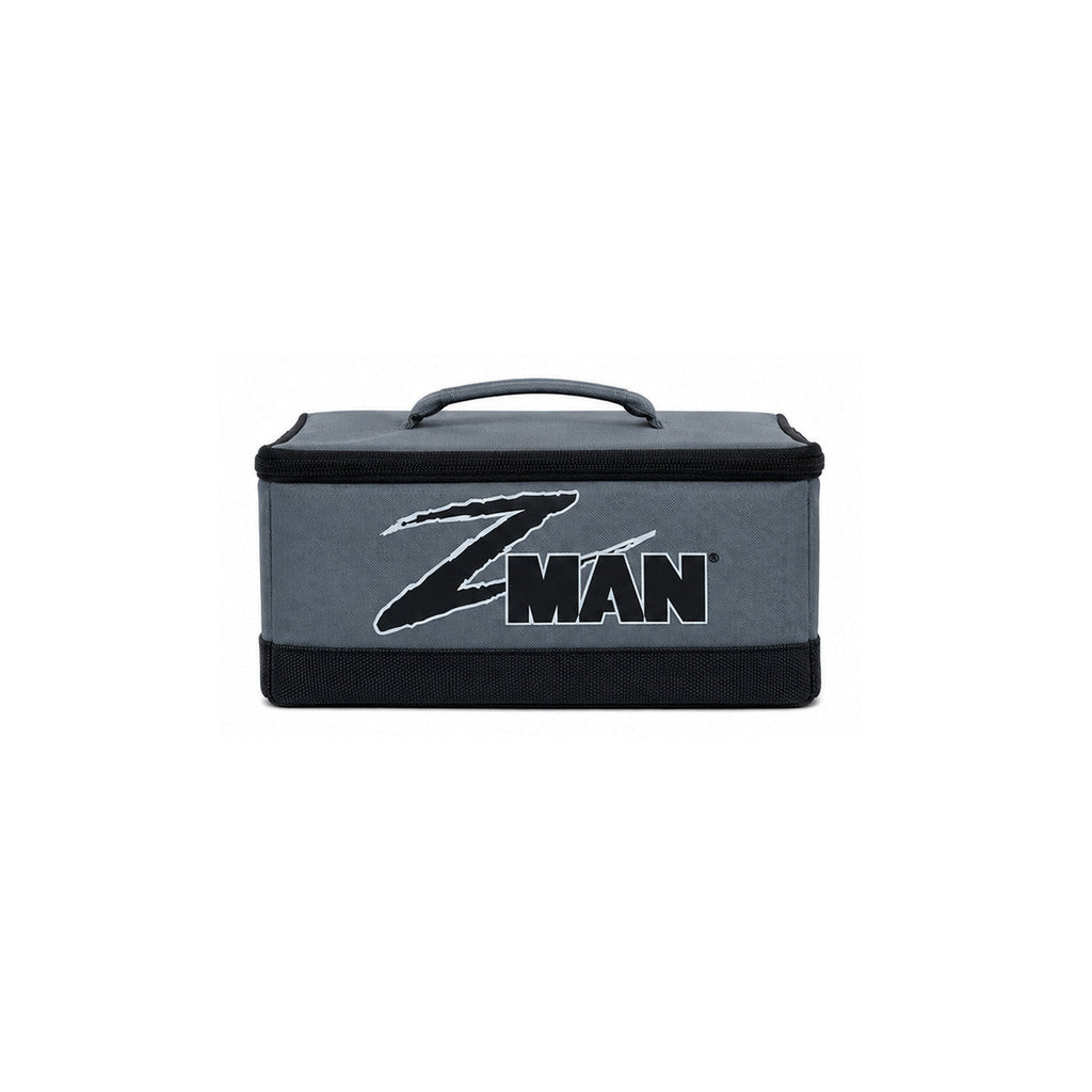 Front view gray storage bag with top handle and ZMAN logo patch
