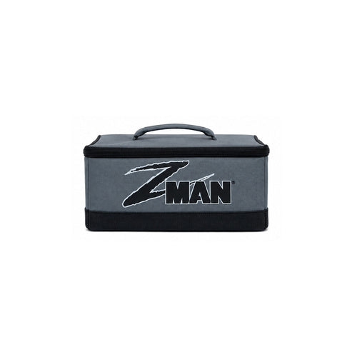 Front view gray storage bag with top handle and ZMAN logo patch