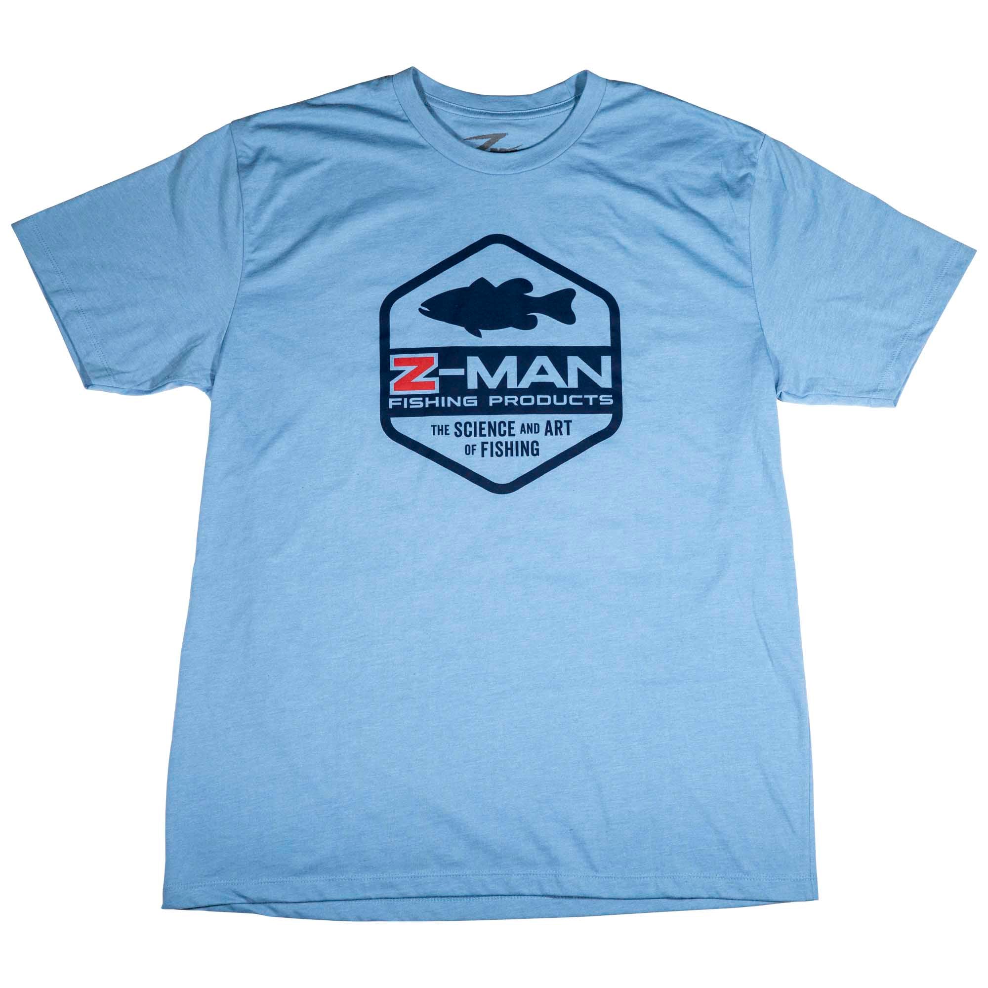 Light blue heather short-sleeve T-shirt with Z-MAN bass logo graphic