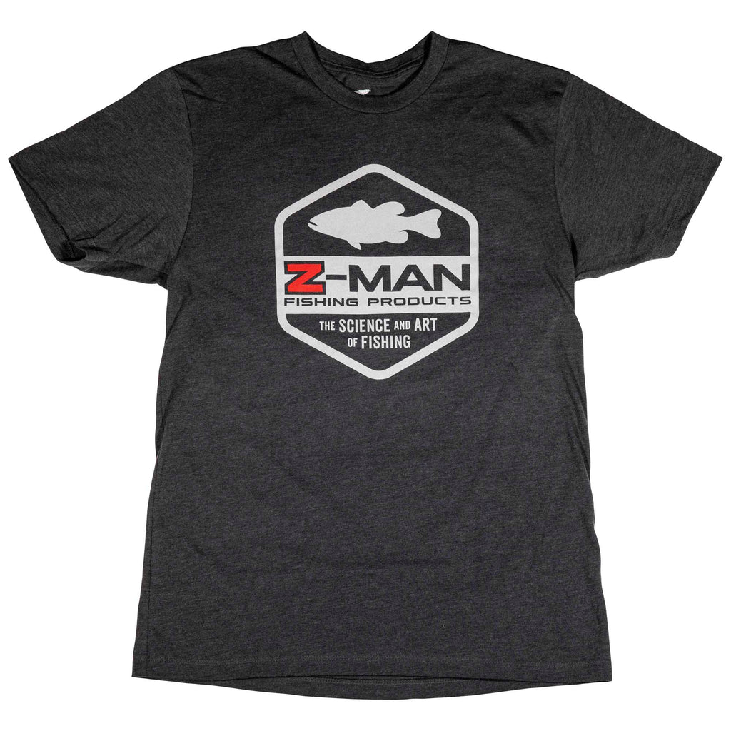 Charcoal heather short-sleeve T-shirt with Z-MAN bass logo graphic