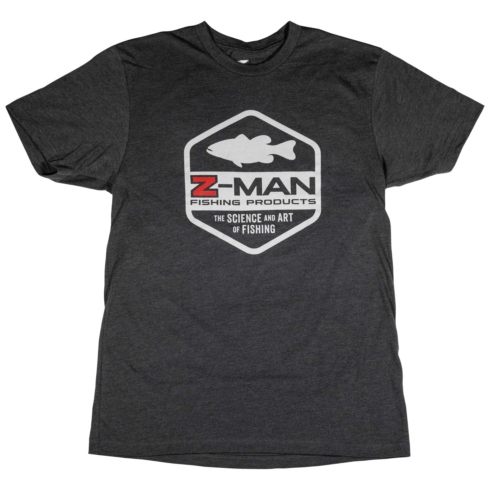 Charcoal heather short-sleeve T-shirt with Z-MAN bass logo graphic