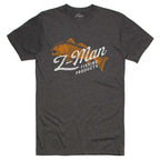Charcoal heather crew neck T-shirt with front fishing graphic logo print
