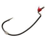 ZWG worm hook fishing hook with red bait clip, black steel, offset point
